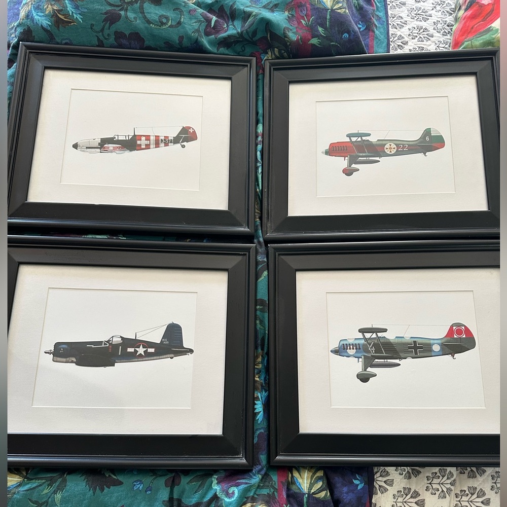 Vintage Airplane Prints, set of 4